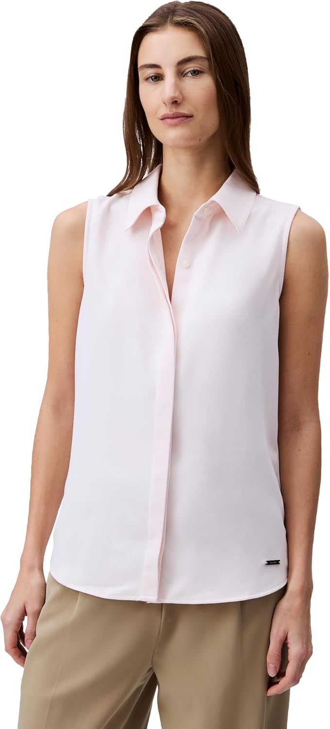 

Женский креповый топ без рукавов на пуговицах Calvin Klein, Pearl