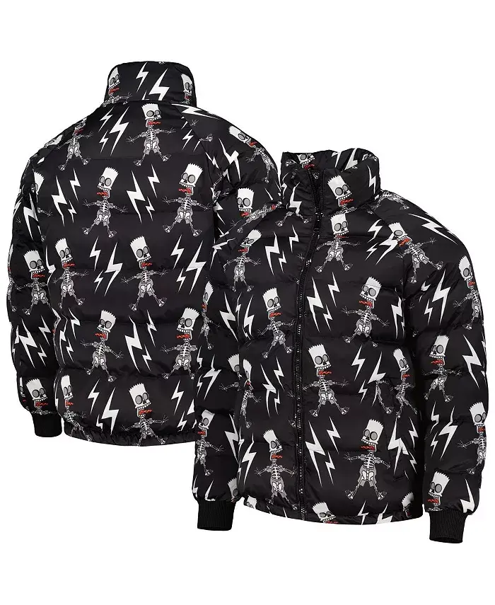 

Мужская черная утепленная куртка The Simpsons Electric Bart с рукавом реглан и молнией по всей длине Freeze Max