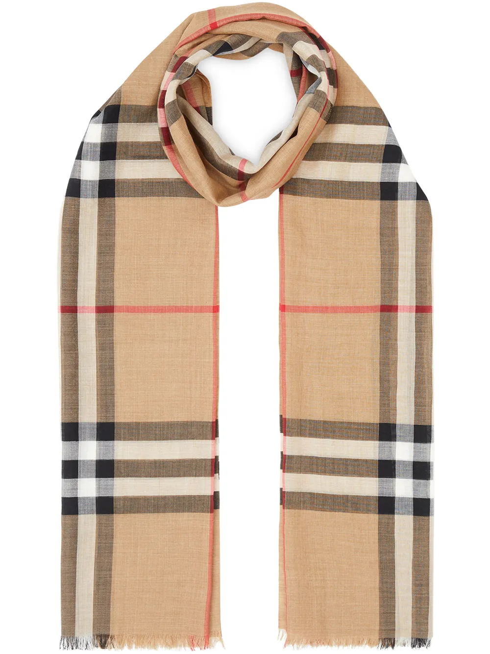 

Легкий шарф в клетку BURBERRY, нейтральный