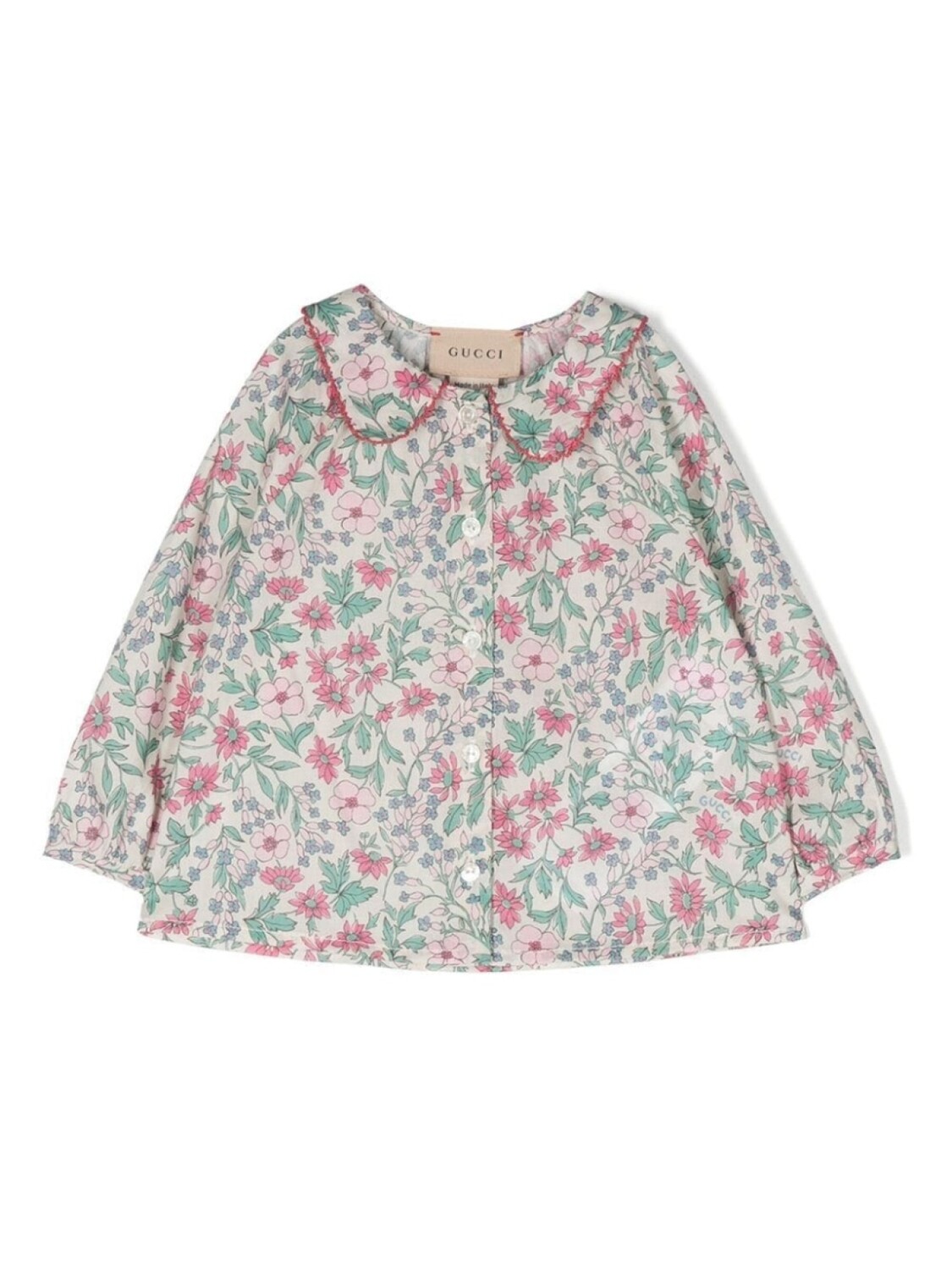 

Gucci Kids рубашка с цветочным принтом, розовый