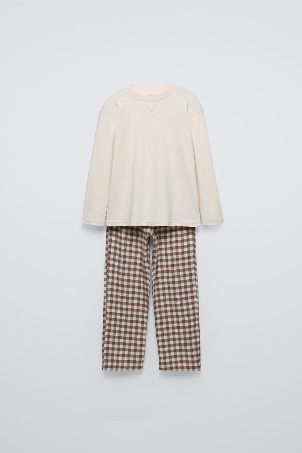 

6-14 лет/комбинированная клетчатая пижама ZARA, коричневый