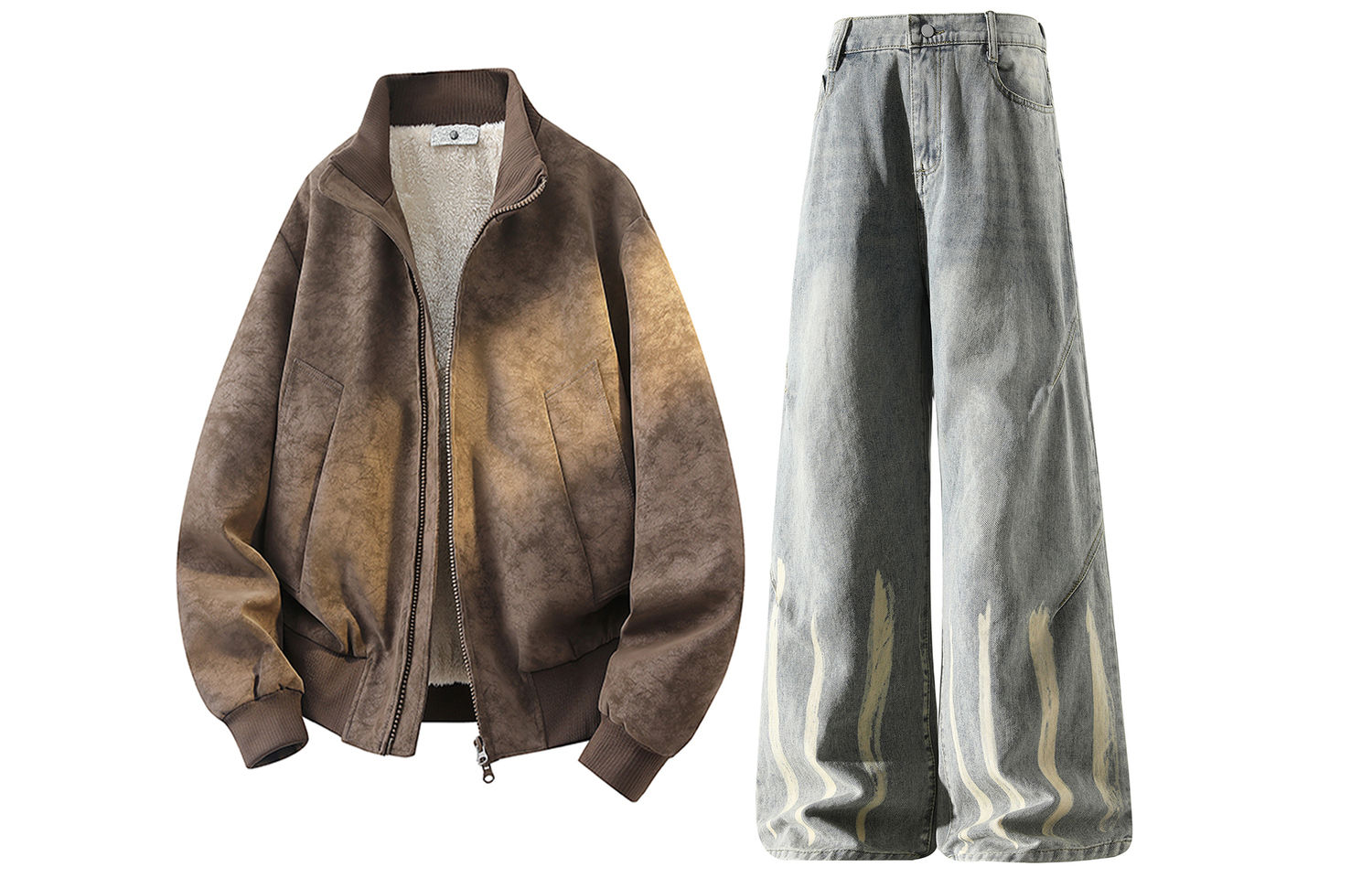 

Повседневная спортивная одежда унисекс стойка утепленная и флисовая подкладка X1617, coffee top+желтый mud jeans