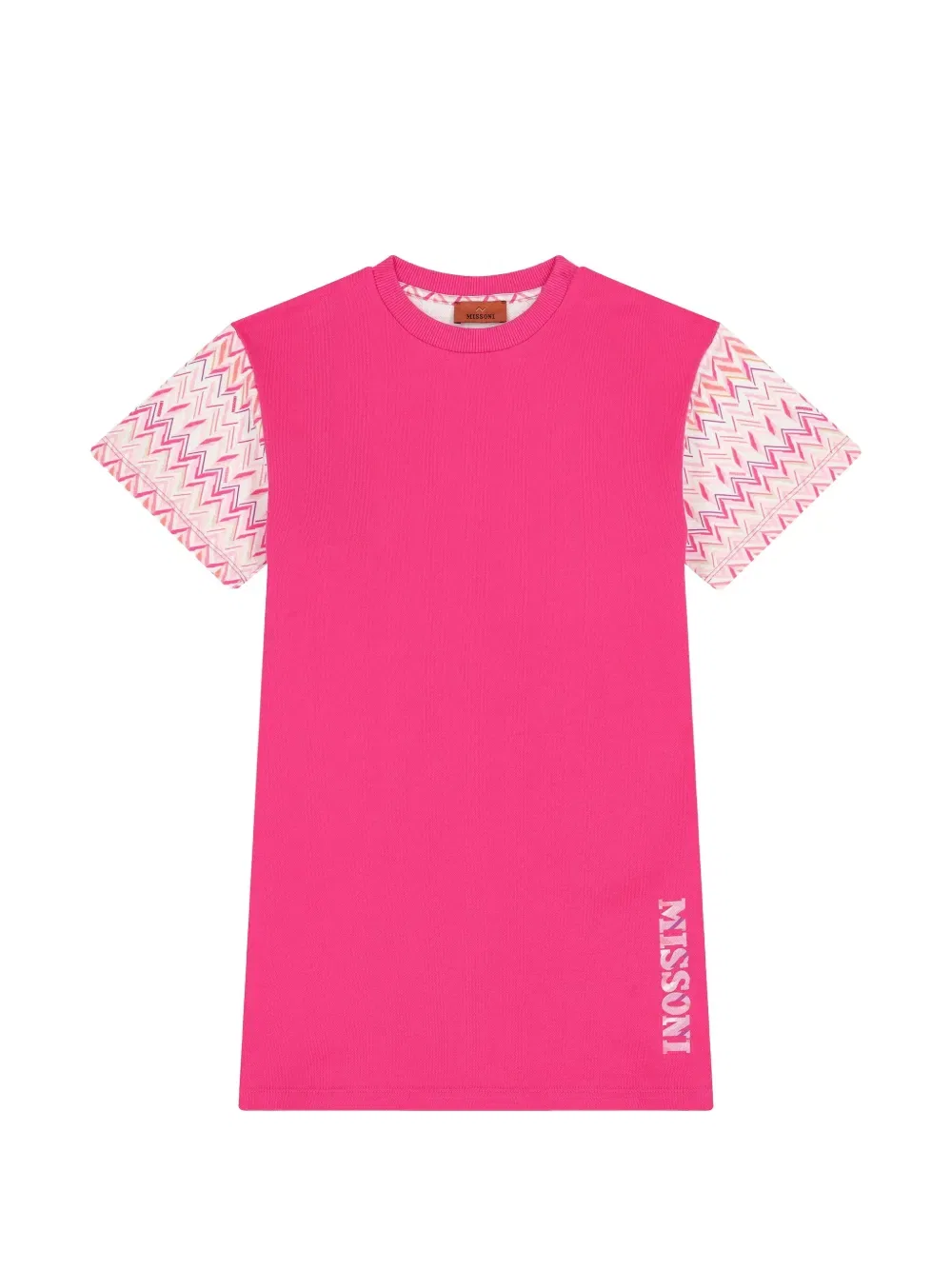 Платье с короткими рукавами и зигзагообразным узором Missoni Kids, розовый