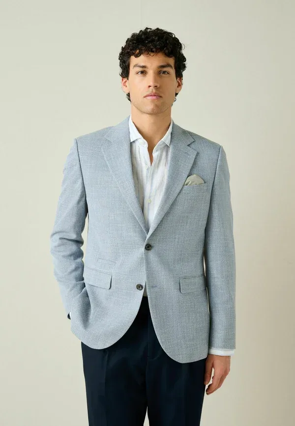 Блейзер Slim Fit Smart Textured, Next, голубой