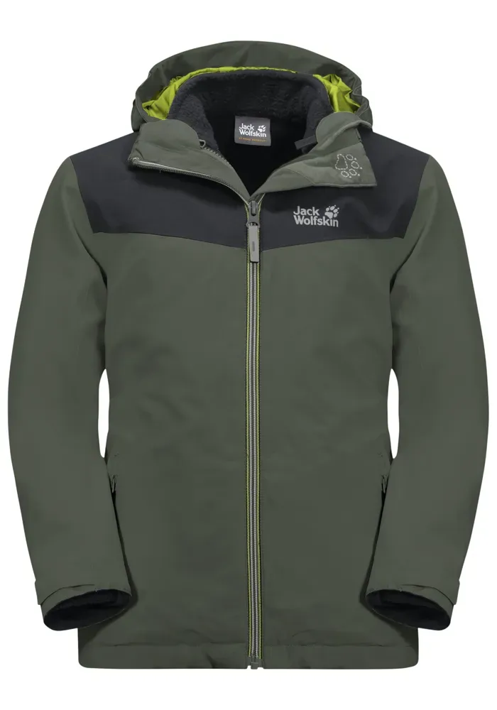 

Функциональная куртка 3-в-1 Jack Wolfskin "SNOWFROST 3IN1 JACKET K" (2 шт.), с капюшоном, зеленый