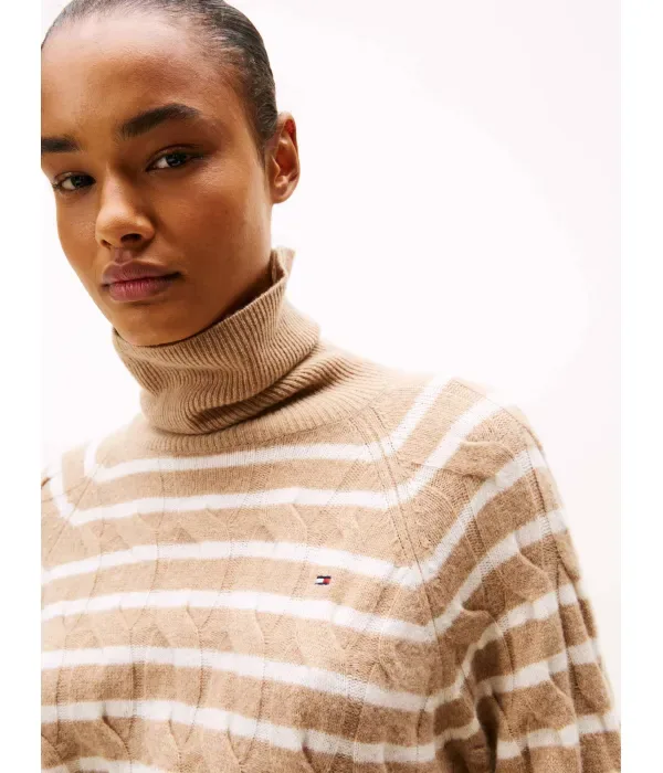 Шерстяная водолазка loose fit Tommy Hilfiger, бежевый — фото 4