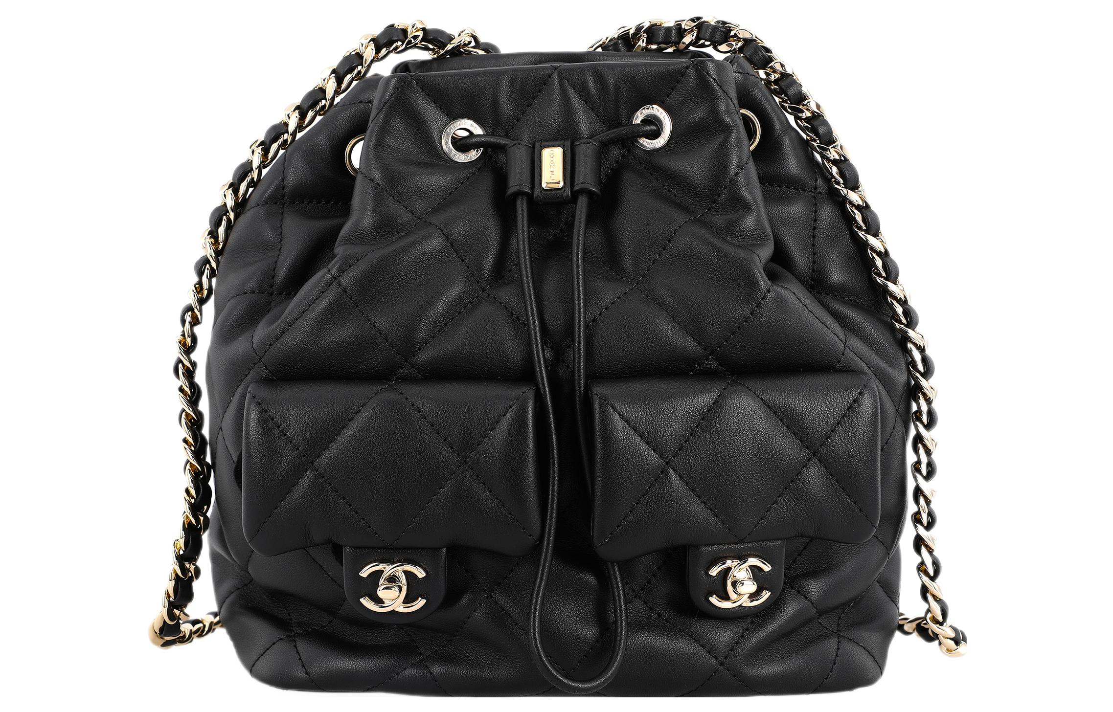 

CHANEL Рюкзак с двумя карманами и завязками, черный AS4342