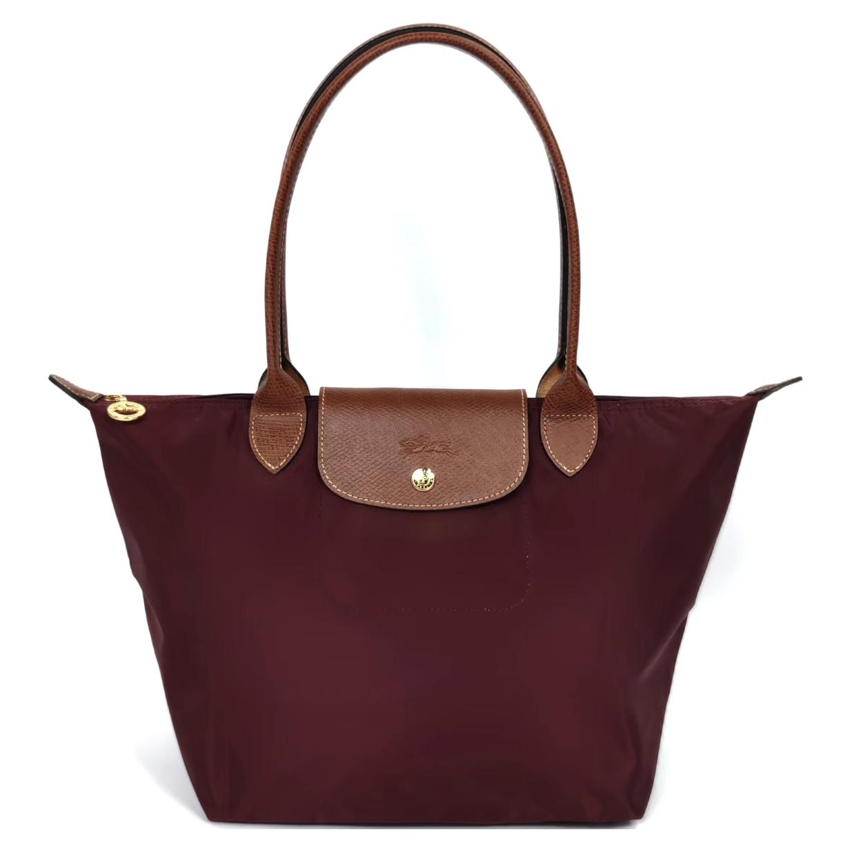 

LONGCHAMP Сумка через плечо Le Pliage из переработанного полиамида с канвой среднего размера женская бордовая