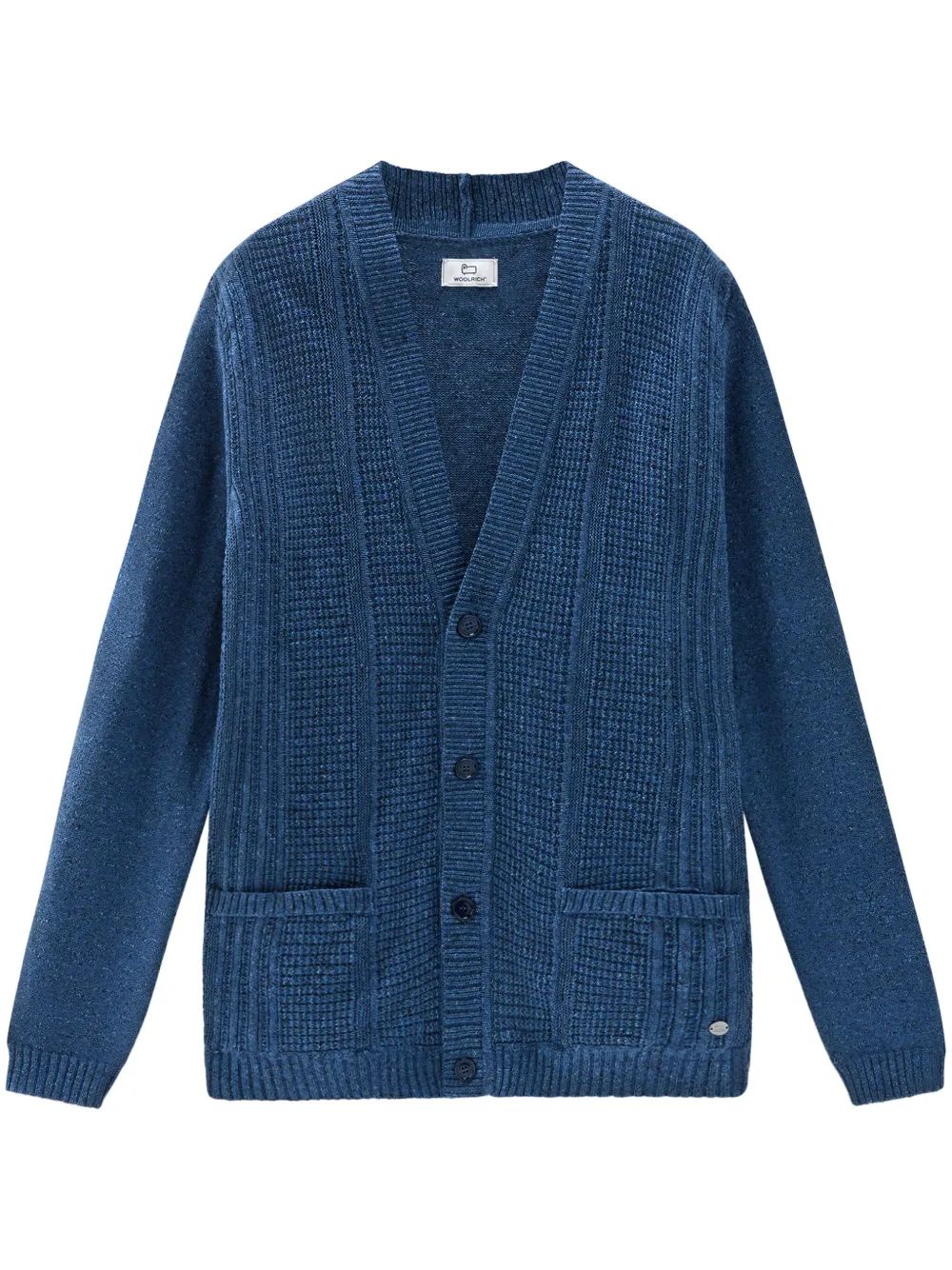 

Кардиган в рубчик с V-образным вырезом WOOLRICH, синий