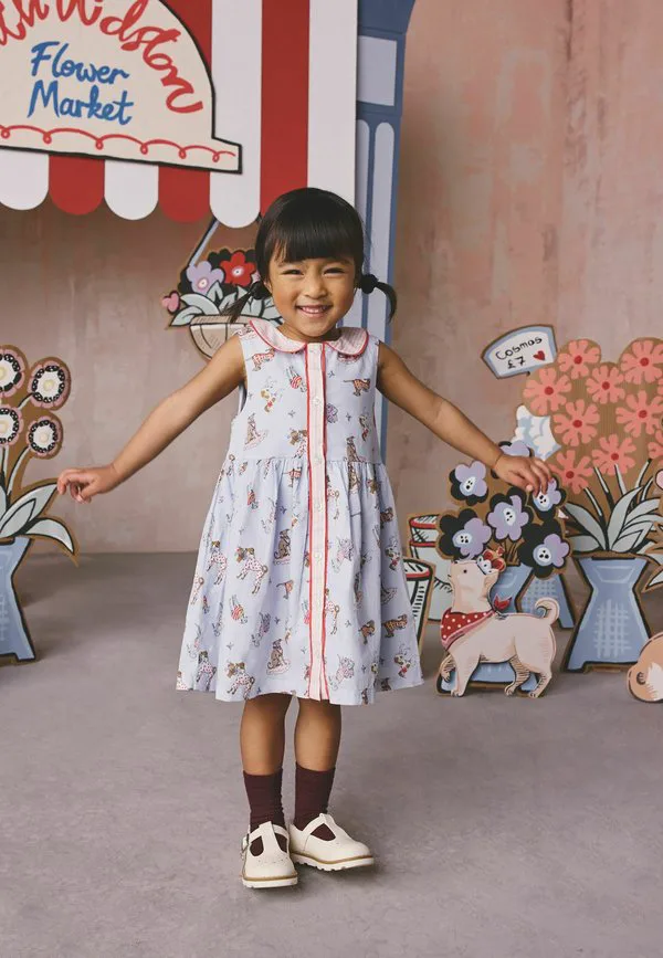 Платье-Сарафан cath kidston стандартного кроя с воротником Next, Blue Fancy Dogs