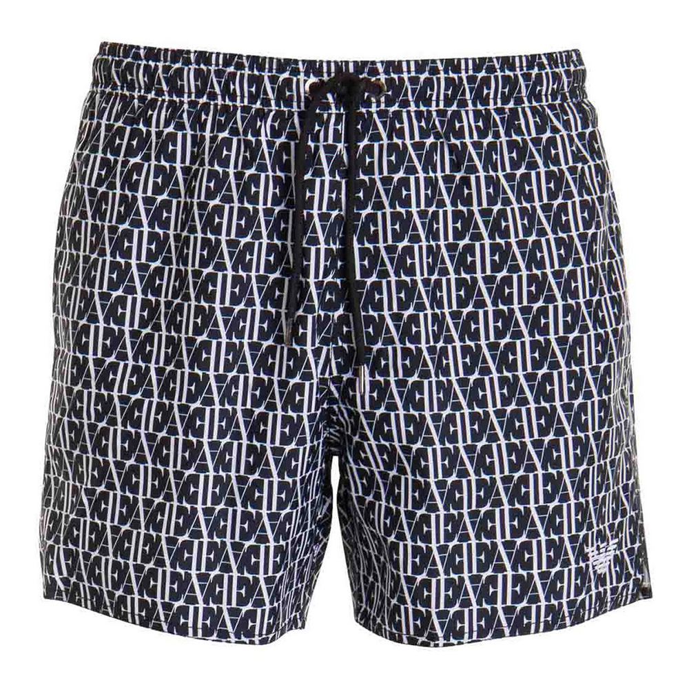 

Шорты плавательные с принтом логотипом и шнурком EMPORIO ARMANI, черные