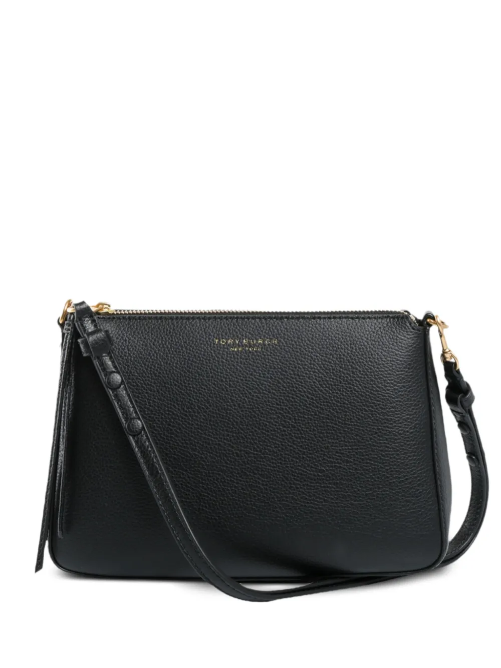 

Perry zip-top leather shoulder bag Tory Burch, черный