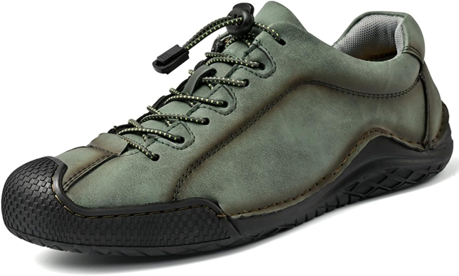 

Мужские повседневные кожаные туфли с противоскользящей резиновой подошвой, системой быстрой шнуровки для ежедневной носки, удобные кроссовки с алмазным протектором для улицы и повседневного бизнеса Lshwcift, зеленый