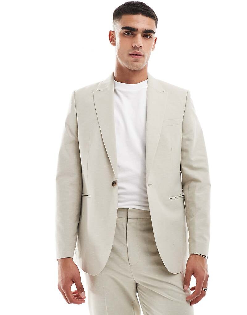 

ASOS DESIGN – бежевый текстурированный пиджак прямого кроя