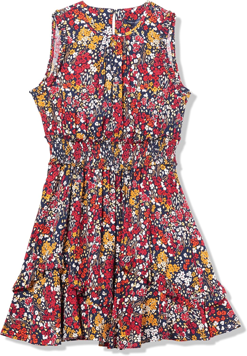 

Женское спортивное платье Tommy Hilfiger с цветочным принтом и сборками длины мини, Sky Captain Multi