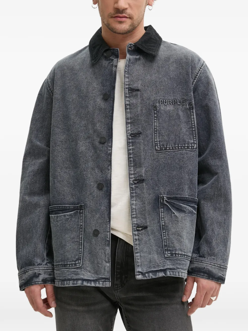 

Куртка на пуговицах с отделкой из вельвета Purple Brand, синий