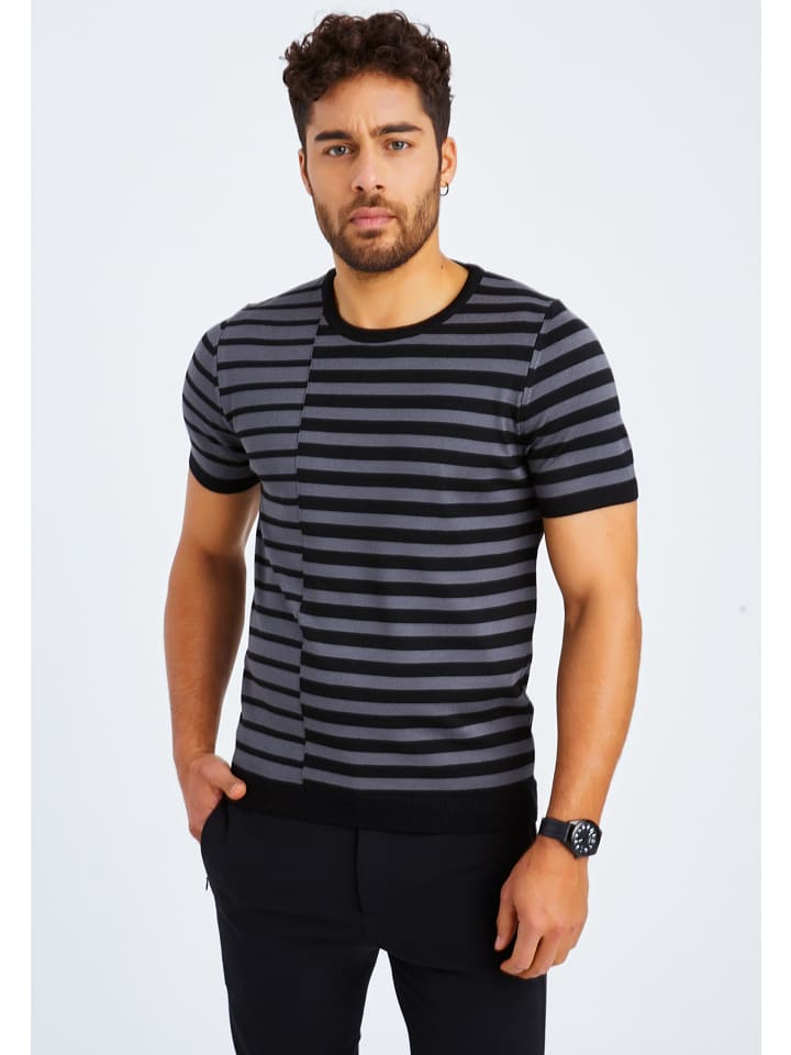 

Футболка Leif Nelson Herren T-Shirt Feinstrick Rundhals LN-7660, цвет SCHWARZ-ANTHRAZIT