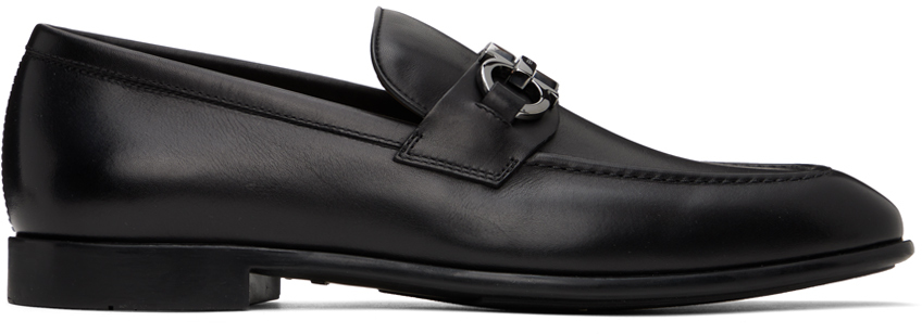 

Черные мокасины с орнаментом Gancini Ferragamo, Nero/New biscotto