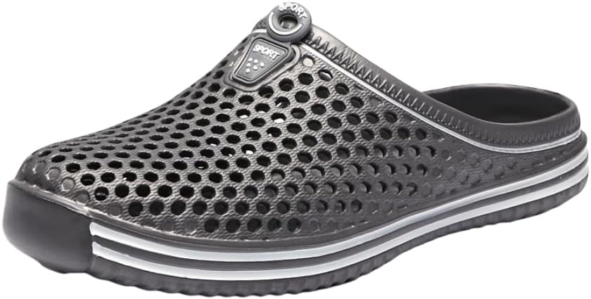 

Мужские сабо однотонного цвета на платформе, с открытым носком, сквозными отверстиями, нескользящие, для улицы, летние повседневные сандалии Hhhchpm, серый