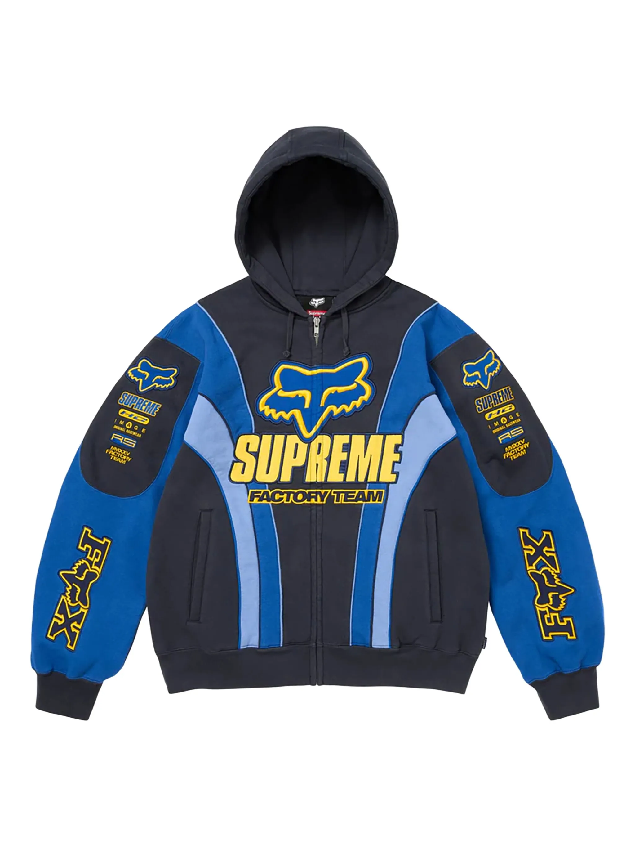 

Худи на молнии из коллаборации с Fox Racing Supreme, синий