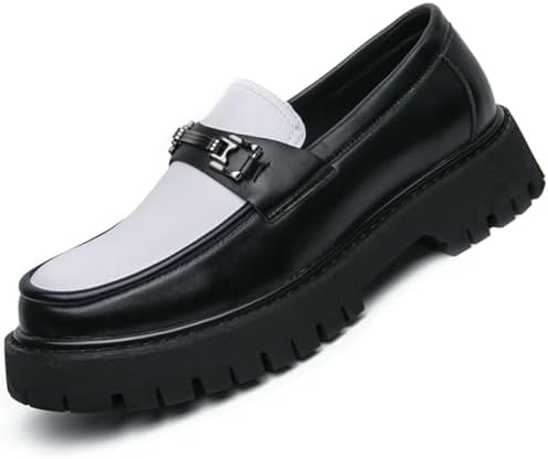 

Мужские лоферы на платформе из лакированной кожи с модным металлическим декором, противоскользящей подошвой, деловые туфли на каждый день, удобные слипоны с круглым носком для повседневной работы Devileyeze, белый