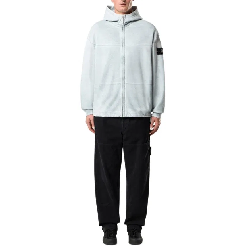Толстовка унисекс sky blue на молнии с капюшоном утепленная STONE ISLAND — фото 4