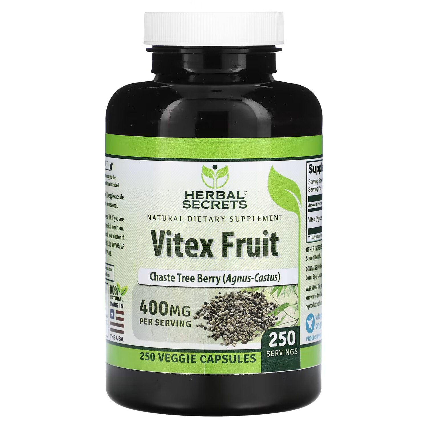 

Натуральная Добавка Herbal Secrets Vitex Fruit 400 мг, 250 растительных капсул
