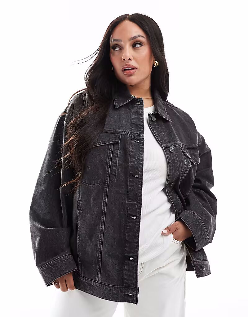 

Джинсовая куртка свободного кроя в стиле 90-х ASOS DESIGN Curve черного цвета ASOS Curve