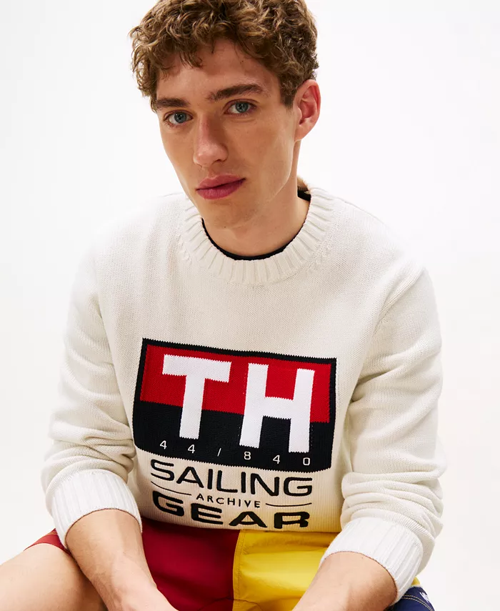 

Мужской свитер с длинным рукавом и логотипом Sailing Tommy Hilfiger, слоновая кость/кремовый