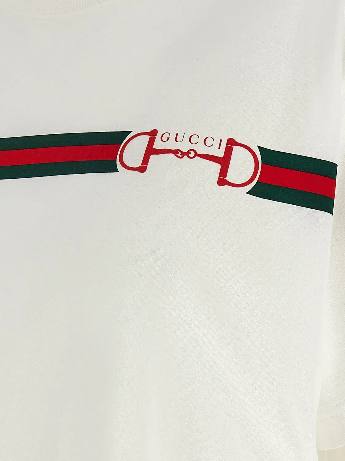 Футболка Gucci Nastro Web, классический крой, белый — фото 4