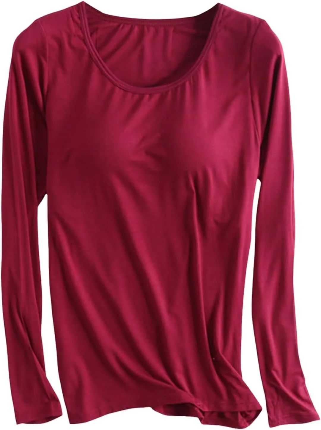 

Женская футболка с длинным рукавом и встроенным бюстгальтером, Plus Size hmbudp