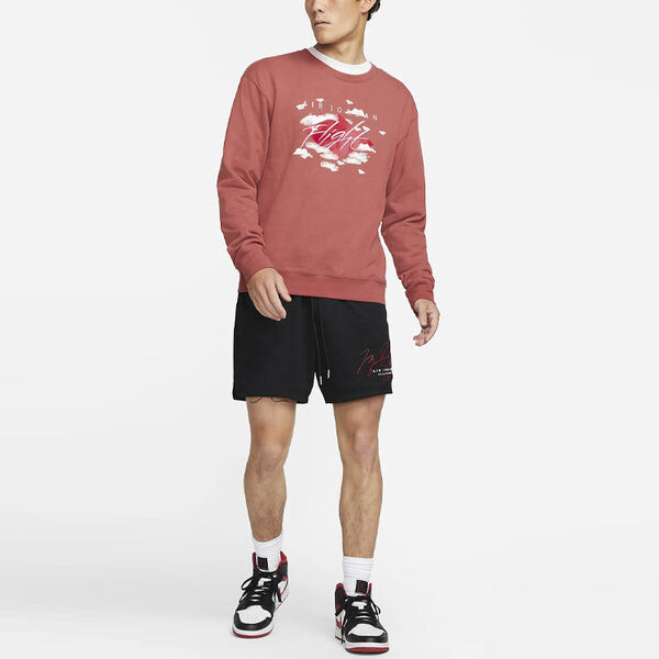 Толстовка Men's Air Jordan SS22 Printing Fleece Sports Round Neck Wine Red, красный — фото 2