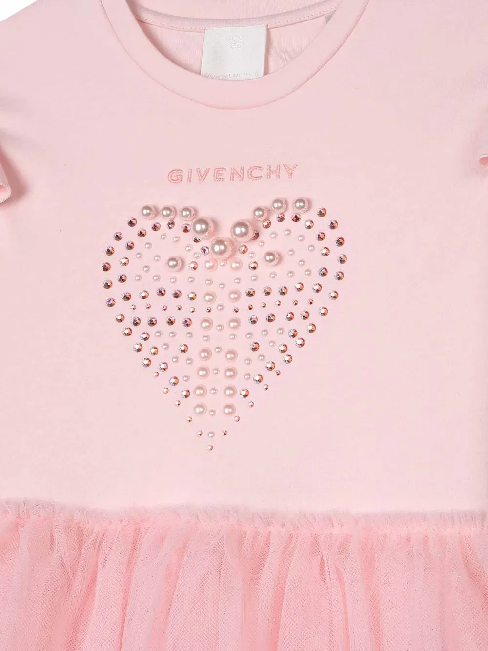 Платье из тюля с сердечками Givenchy Kids, розовый — фото 3