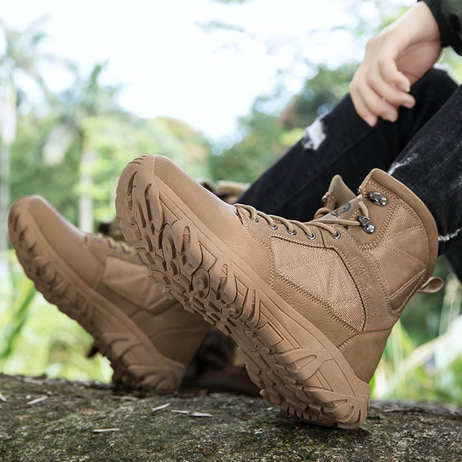 Мужские тактические ботинки Легкие походные ботинки Кожаные ботинки Botas militares para hombre Ботинки для мотоцикла Zivopah, Sand — фото 3