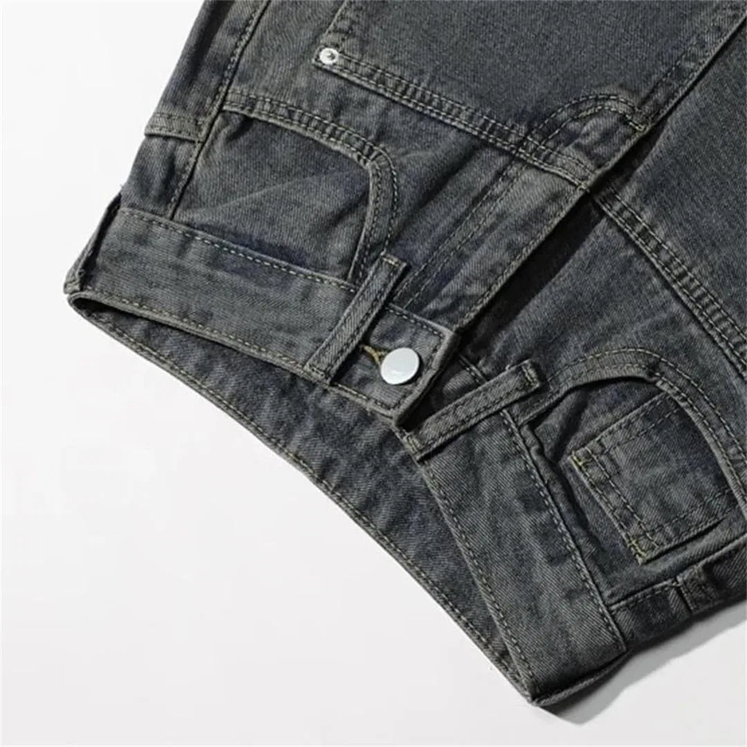 Джинсы прямые свободные Women High Waist Wide Leg Jeans, серый — фото 4