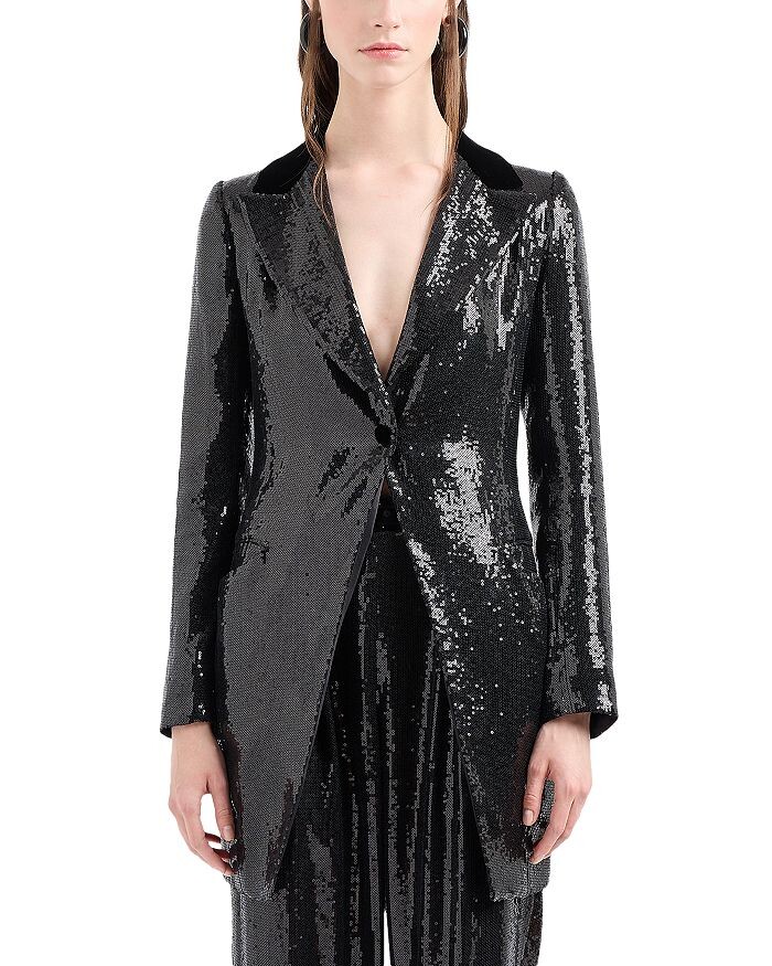 

Emporio Armani Блейзер с мелкими пайетками, черный