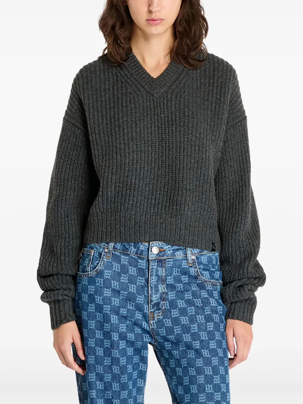 

Свитер с V-образным вырезом Calvin Klein Jeans, серый