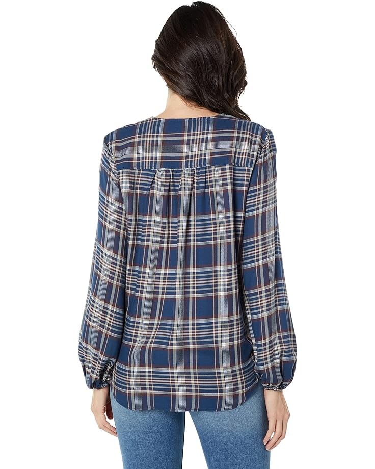 

Топ Max Studio Long Sleeve Shirttale Top, цвет Navy Plaid