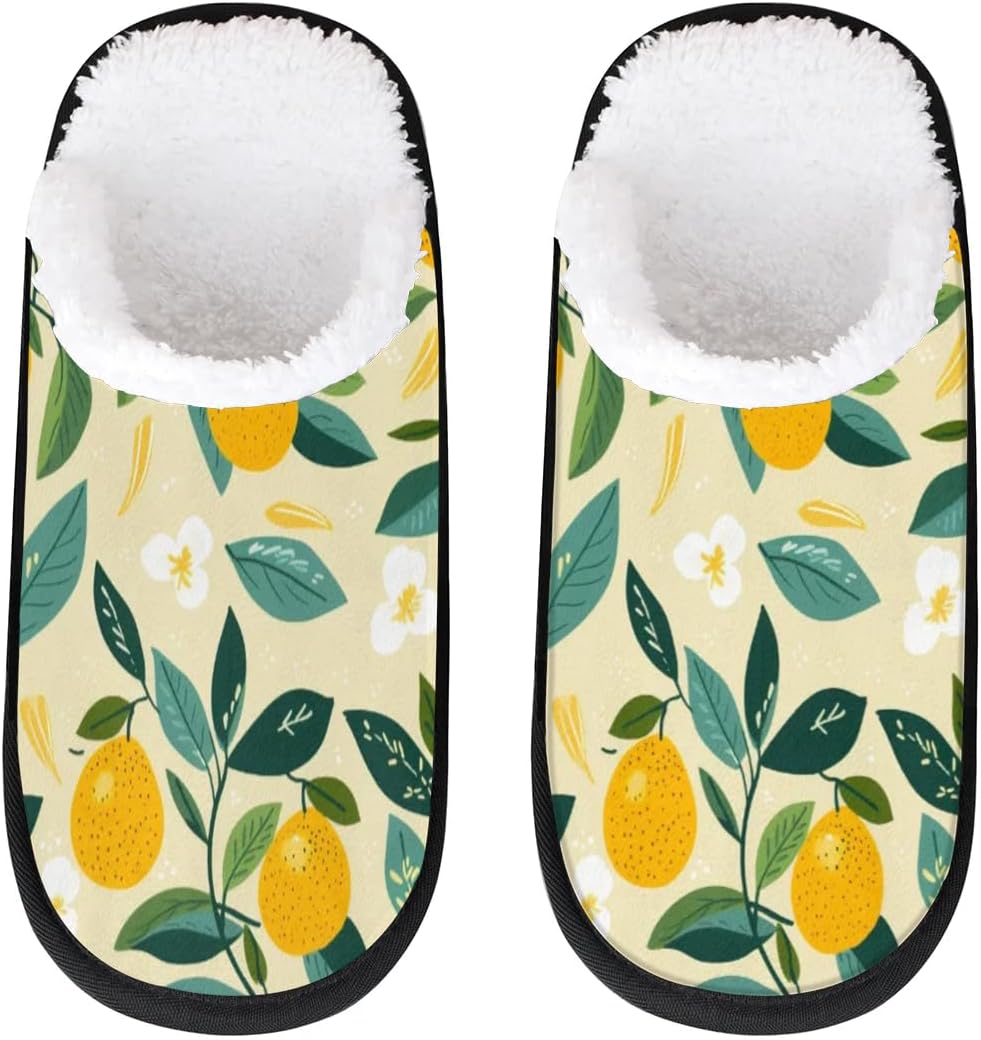 

Тапочки Gublec для женщин и мужчин, уютные с нескользящей подошвой, для дома, теплые плюшевые тапочки для дома, спальни и путешествий, Watercolor Lemon