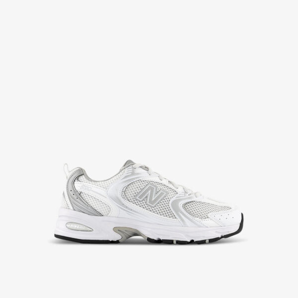 Кроссовки MR530 с низким берцем из кожи и сетки с тиснением логотипа New Balance, серебряный