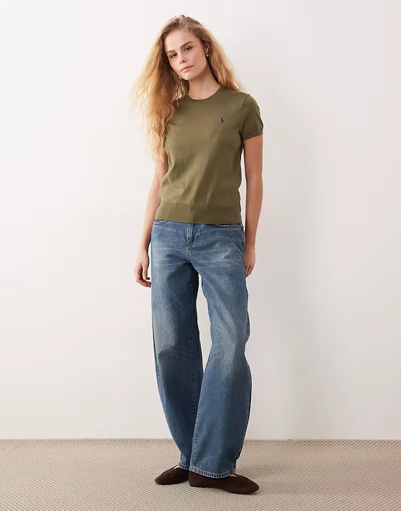 Футболка с коротким рукавом из хлопка пима с логотипом Polo Ralph Lauren, зеленый — фото 2