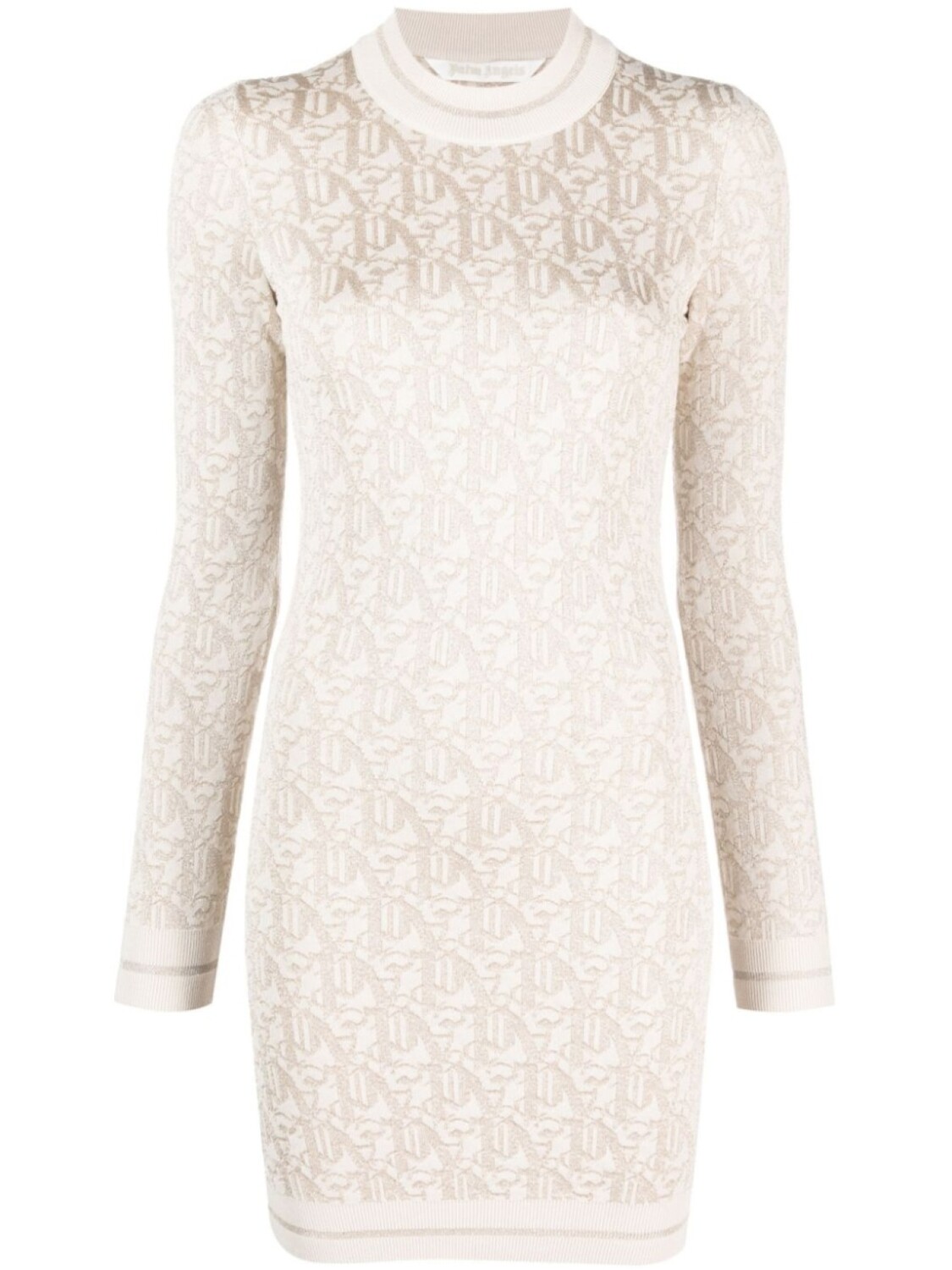 

Palm Angels жаккардовое платье мини с монограммой, нейтральный цвет