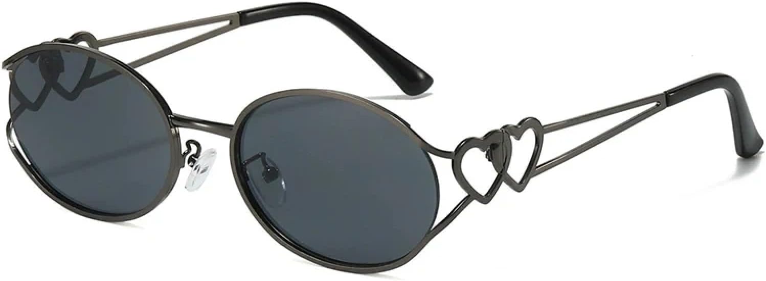 

Овальные солнцезащитные очки в стиле стимпанк для мужчин и женщин, модные металлические очки для активного отдыха, велоспорта, защита от УФ-излучения UV400 TKKTLLT, Gun Gray