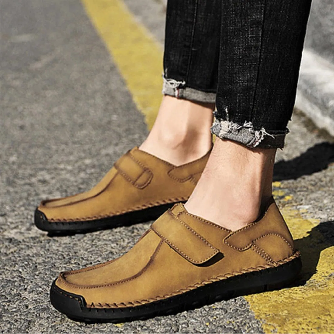 Лоферы мужские повседневные, неопознанный бренд, модель Men’s Loafers, желтый — фото 4