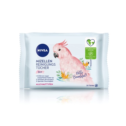 Салфетки мицеллярные очищающие 3 в 1 Hello Beautiful с витамином Е 25 шт Nivea