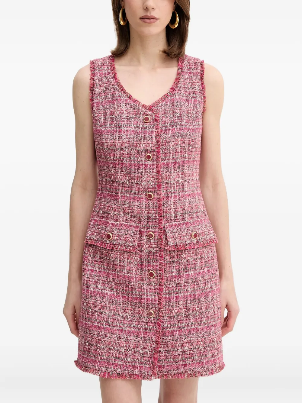 

Короткое твидовое платье на пуговицах Claudia Marciano, розовый