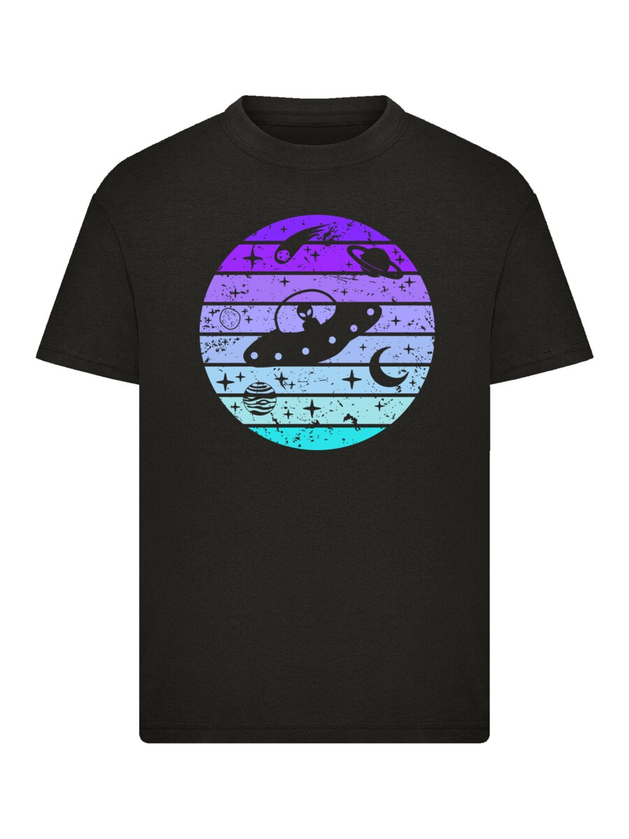 

Рубашка F4NT4STIC Retro Alien Weltraum Sonnenuntergang, черный