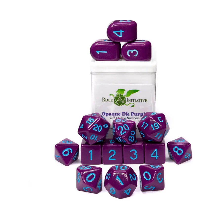 

Набор Poly Set — непрозрачный темно-фиолетовый с голубым и Arch'd4 (15), Game Dice - Opaque (Role 4 Initiative)
