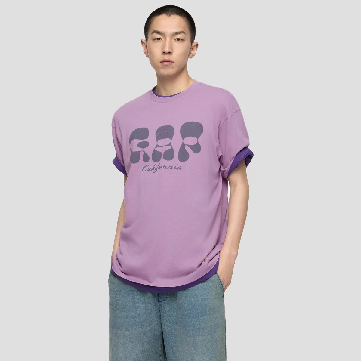 Футболка унисекс crew neck heavyweight GAP, Purple — фото 4
