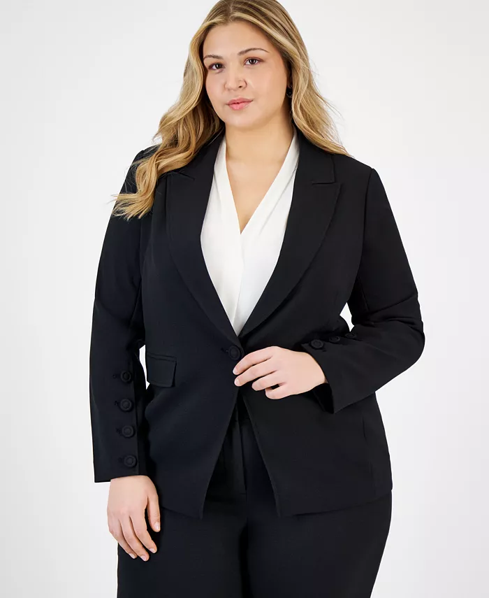 

Женский блейзер с длинным рукавом и одной пуговицей Plus Size Tahari ASL, черный